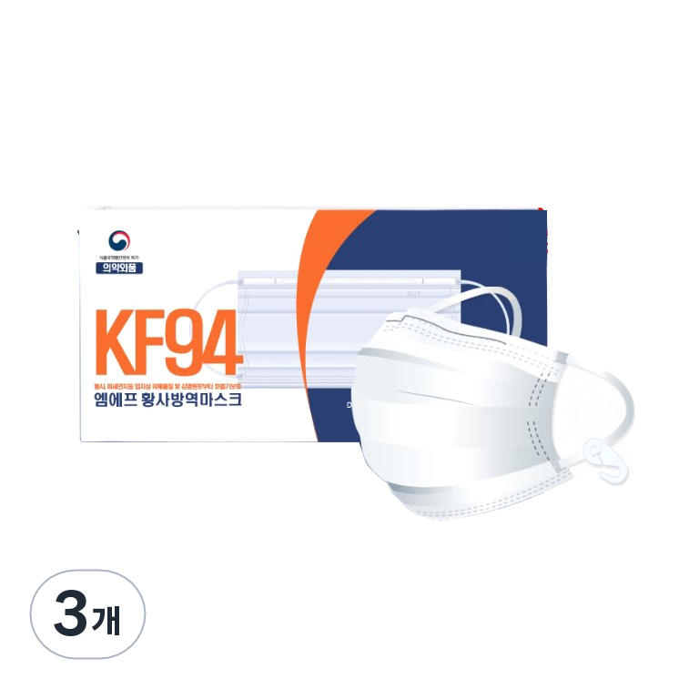 엠에프 황사 방역 마스크 대형 KF94 고리형, 50개입, 3개, 백색 38,620원