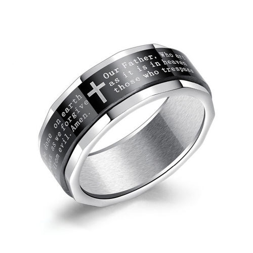 에르모사제이 맨즈 MR007 써지컬 스틸 블랙 십자가 주기도문 남자 반지 16,900원