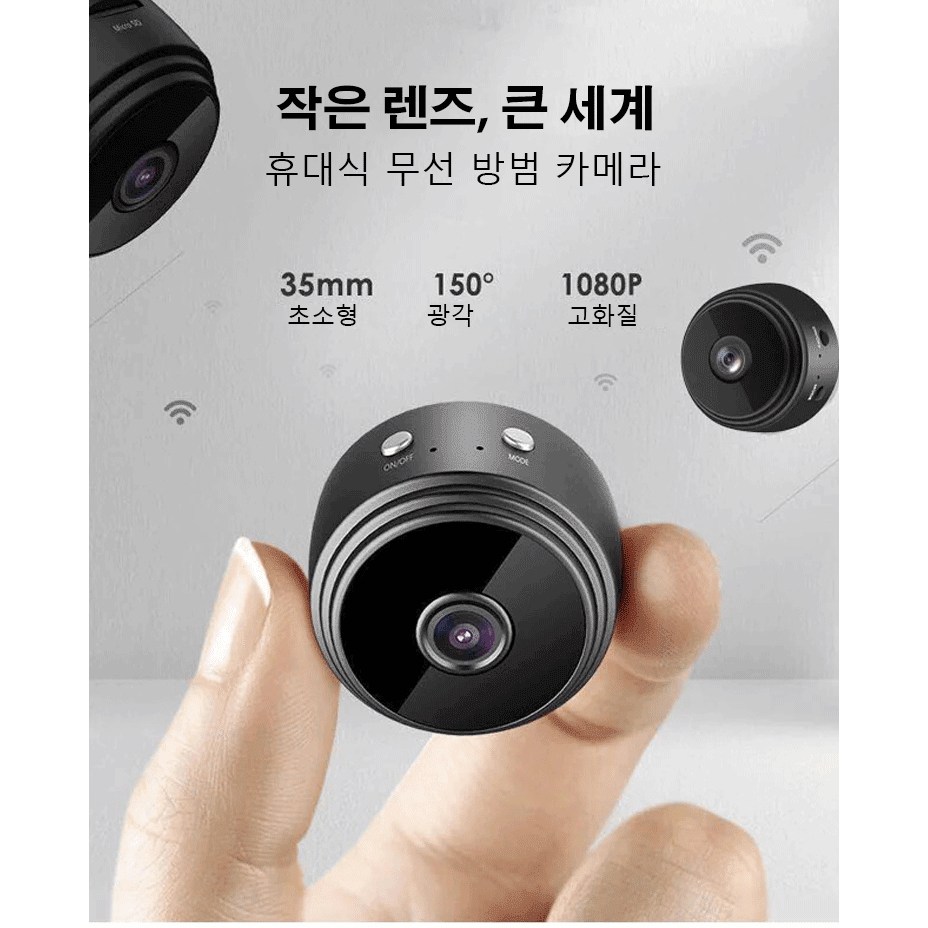 초미니 WIFI 실내외 감시카메라 1080P HD 360도 비전 스마트 홈 보안 카메라 (자석 흡작 가능 / 거치대 사용 가능) 18,990원