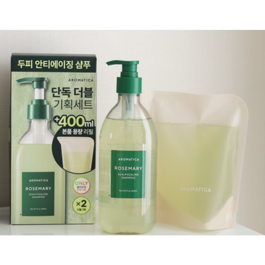 아로마티카 로즈마리 스칼프 스케일링 샴푸 두피 안티에이징 샴푸 400ml+ 400ml(리필) 32,000원