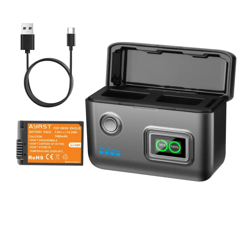 니콘 Z50, Z50 II, Z30, ZFC 카메라용 EN-EL25 EN-EL25A 배터리 및 USB-C 고속 충전기 MH-32 충전기 4241 E 84,740원