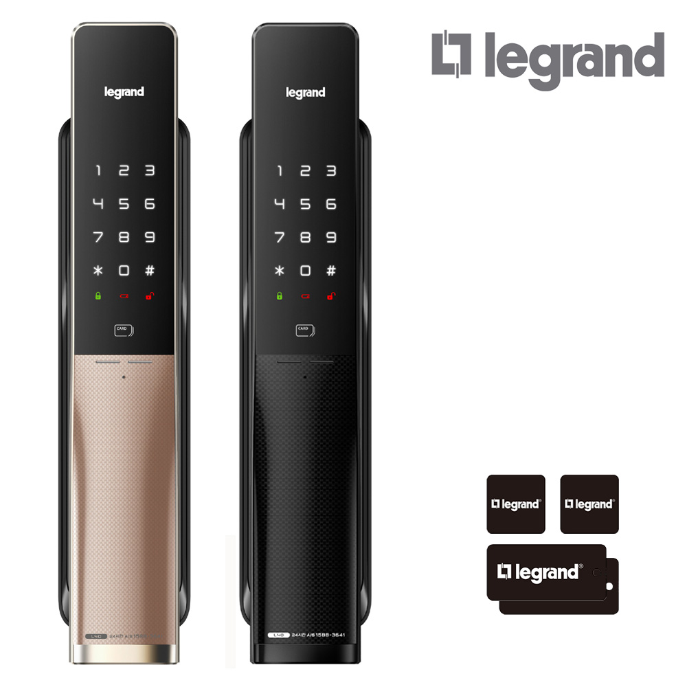 르그랑 L40 푸시풀 도어록 카드키4개+번호키 블루투스 와이파이(옵션) [안으로 열리는 문 설치가능] 0초바로잠금 푸시바잠금 강력한 보안 푸쉬풀 아파트 빌라 현관문 디지털도어락, 고객직접설치, 르그랑 L40 블랙 307,000원