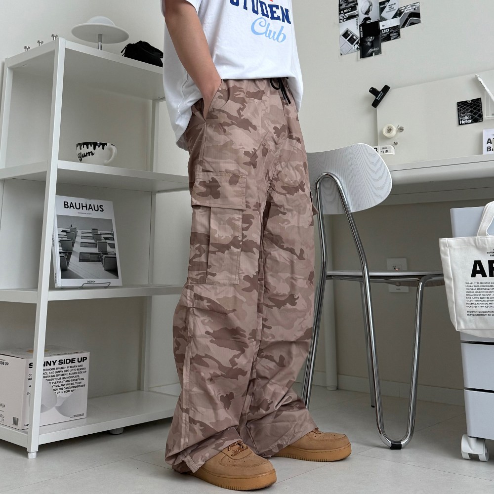 르위 카고 바지 밀리터리 와이드 팬츠 작업복바지 밴딩 만능 포켓바지 19,900원