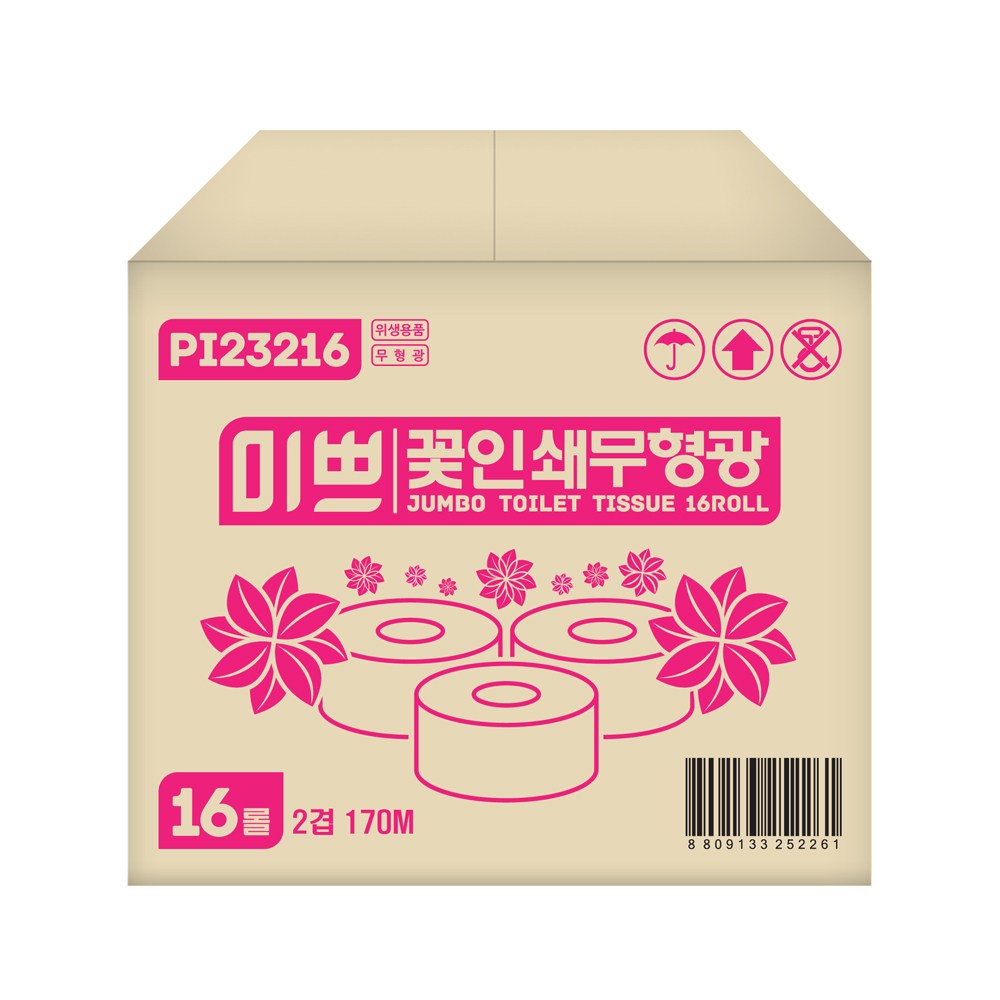 미쁘 프리미엄 꽃인쇄 점보롤 휴지 170m x 16롤 26,060원