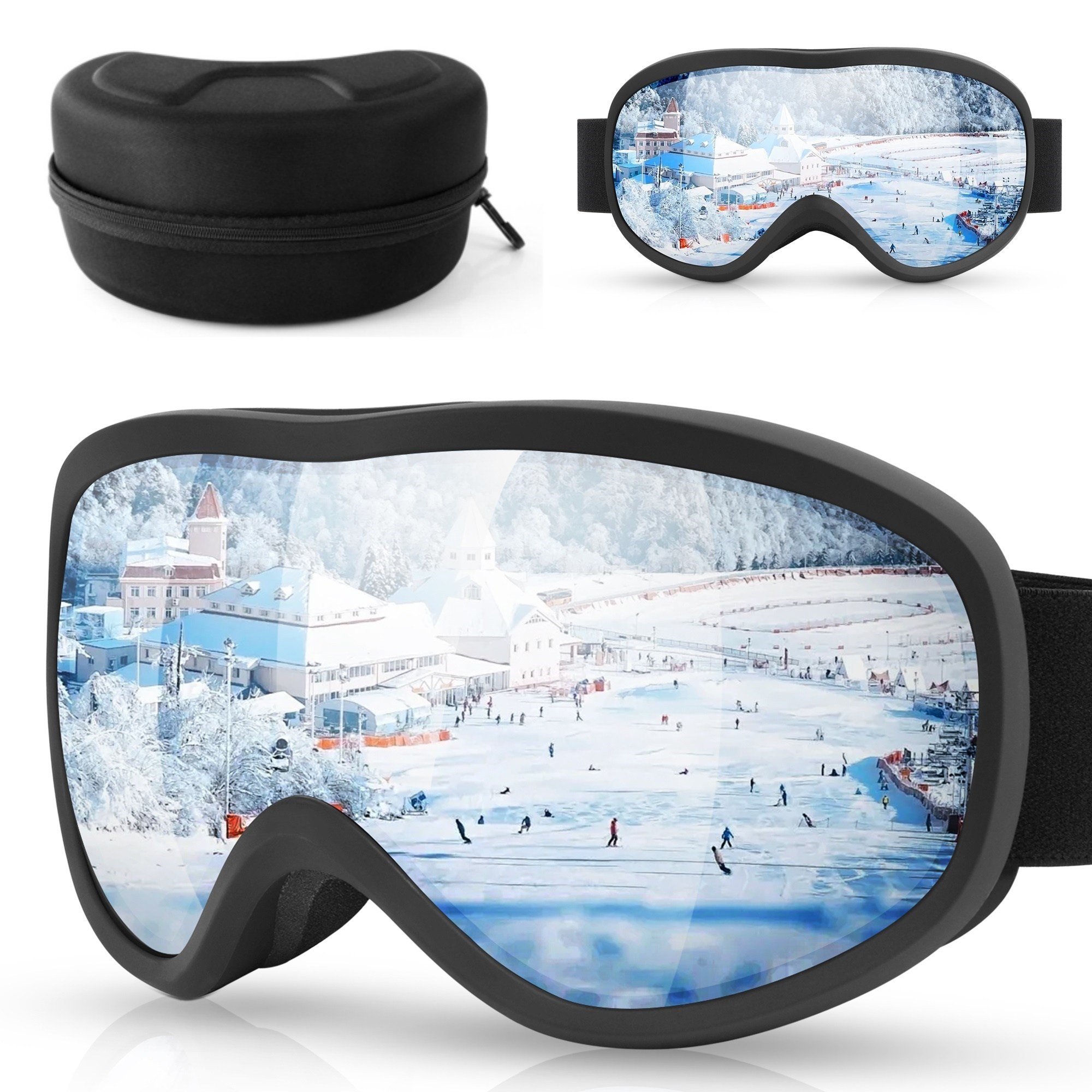 리빙가감법 겨울 김서림 방지 스키 안경 조절 벨트 고화질 렌즈 자외서차단 충격 흡수 방풍 스키고글 스키 안경 스노우보드 고글, 블랙, 1개 22,900원
