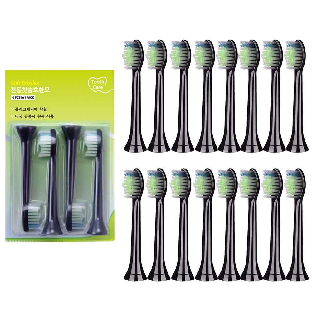 바른이케어 필립스 소닉케어 전동칫솔 호환 리필모 4개입, 4세트, 단색, 옵티멀 블랙 15,130원