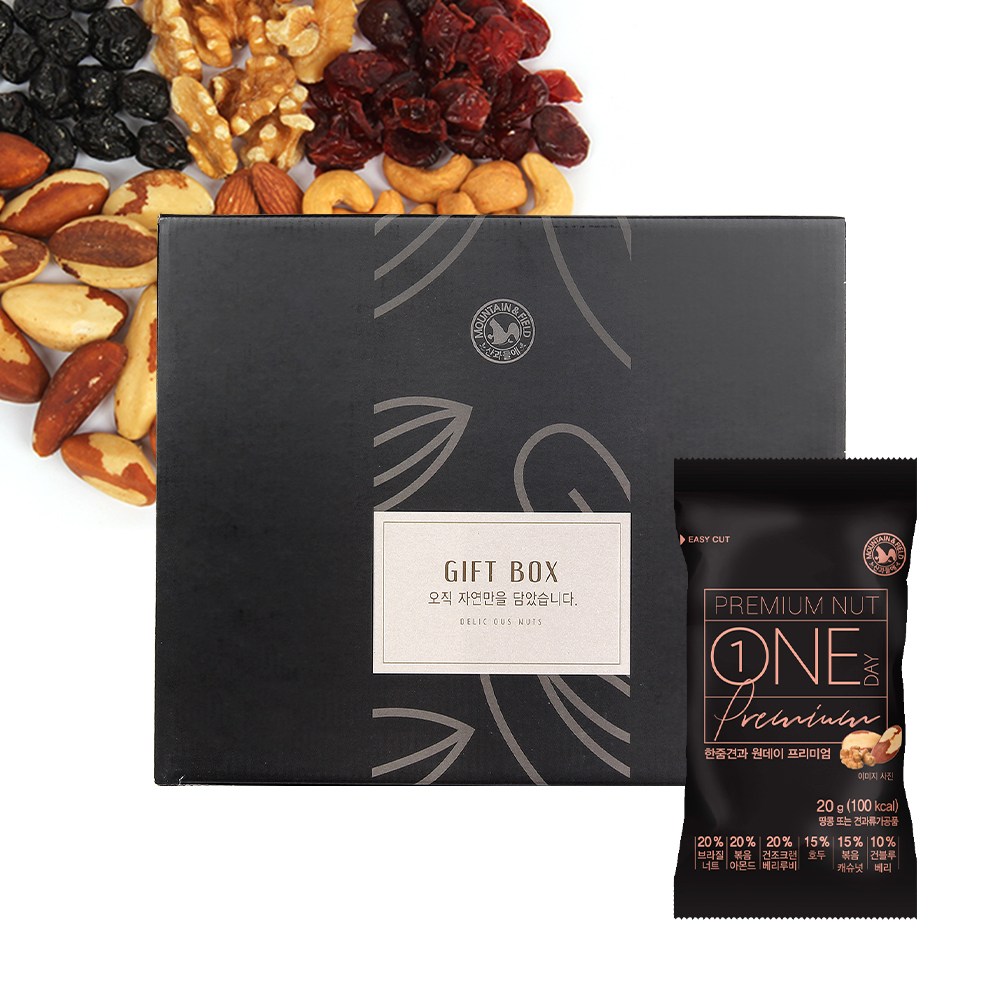 산과들에 원데이프리미엄 50입 + 쇼핑백 하루견과류 선물세트 33,750원