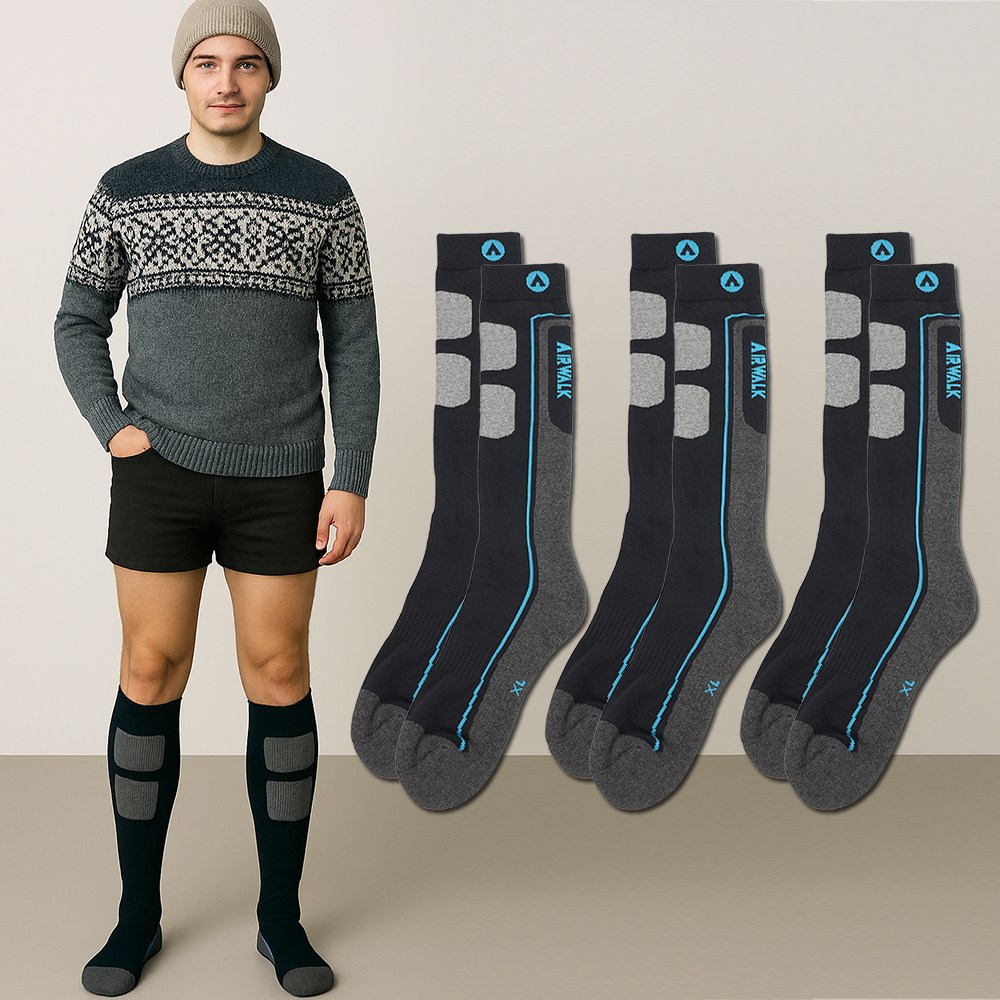 남자 여자 아동 겨울 긴 장목 따뜻한 눈썰매 캠핑 스노우보드 스키양말 3켤레, 블루, 3개 23,500원