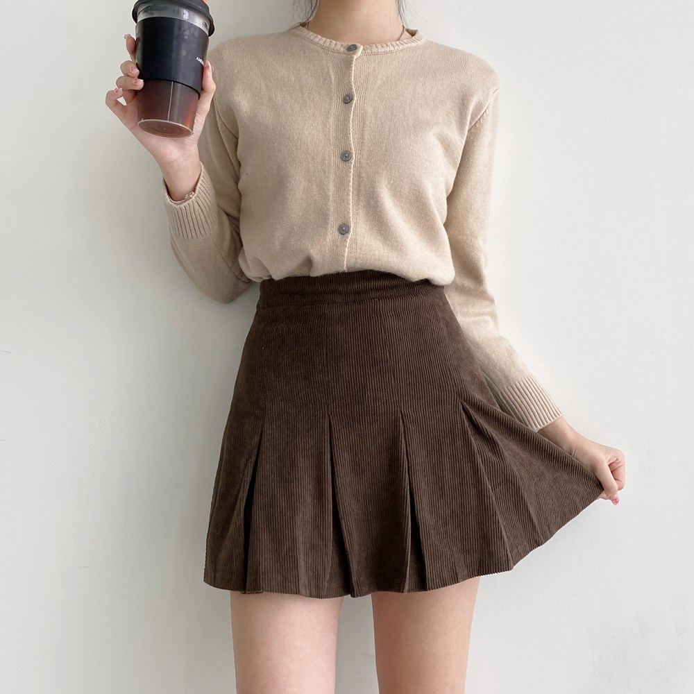 잇진 여성 코듀로이 A라인 플리츠 미니 스커트 19,800원