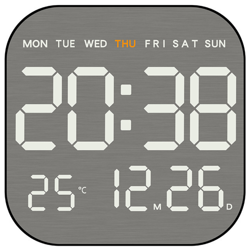 KICOCO 디지털 무소음 LED 벽시계 인테리어 벽시계 시간 요일 날짜 온도 알람, 차콜 33,000원