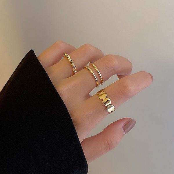 심플 레이어드 링 반지 3종 세트 오픈 조절가능 써지컬 반지 3P 9,900원