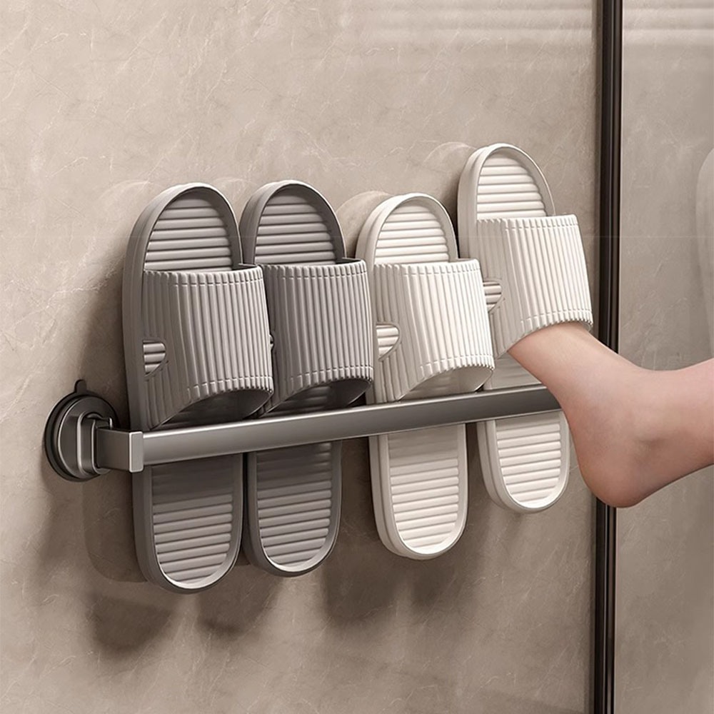 이지착 프리미엄 흡착 무타공 욕실 슬리퍼 욕실화 걸이, 1개, 그레이(50cm) 19,900원