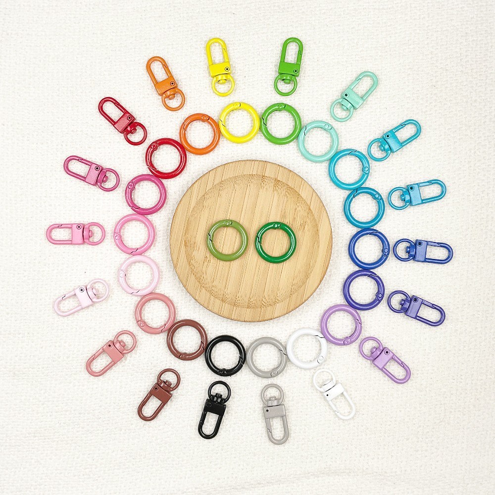 원터치 오픈형 컬러 오링 고리 키링 가방 부자재 재료, 10개, A. 스몰 사이즈(24mm) / 연핑크 4,300원