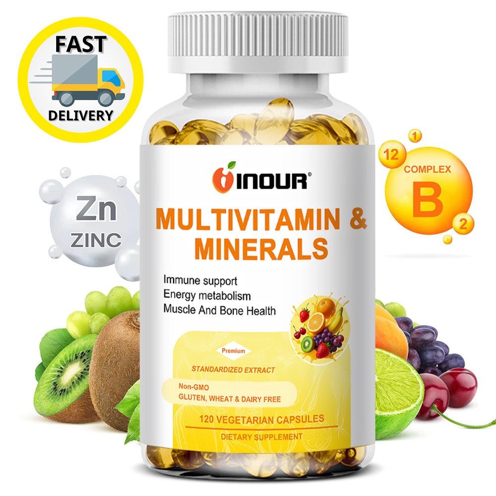 INOUR 고함량 종합 비타민 및 미네랄, 피로 회복, 에너지 충전, 60/120캡슐/병., 2개, 60정 32,630원