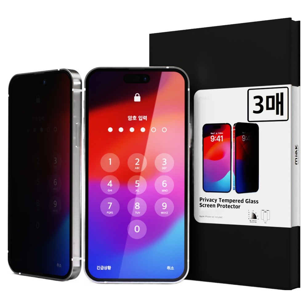 미아크 노베젤 사생활보호 강화유리 풀커버 액정보호필름 3p 세트 5,060원