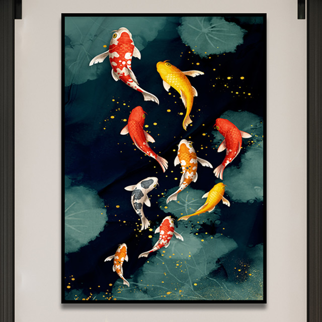 잉어그림 구어도 황금 잉어그림 돈들어오는그림 풍수 연꽃 그림 집들이 부모님 선물 249,000원