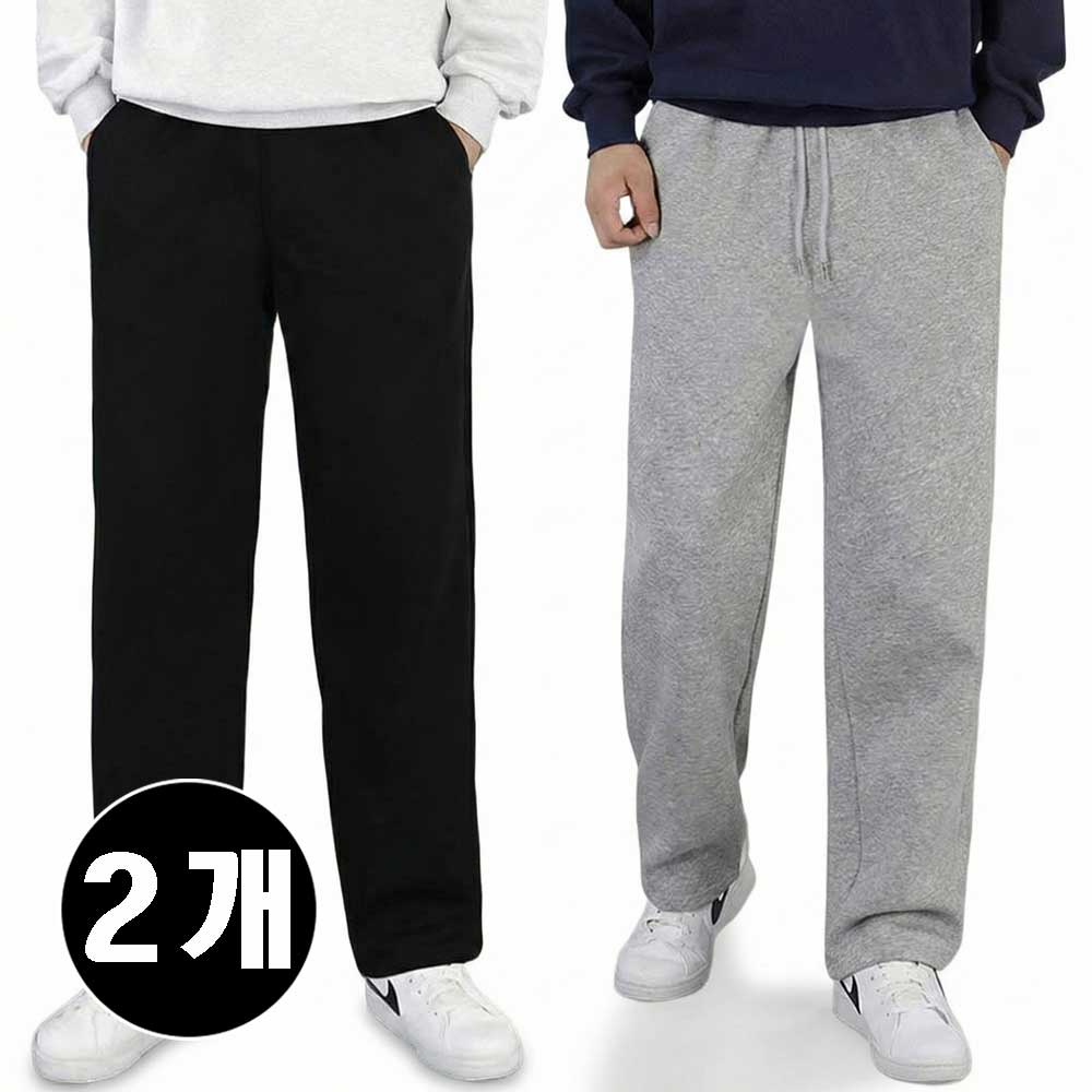 2장세트 남녀공용 고급 면 봄 가을 츄리닝 바지 트레이닝 세미 와이드 빅사이즈 팬츠 이너프데이 23,500원