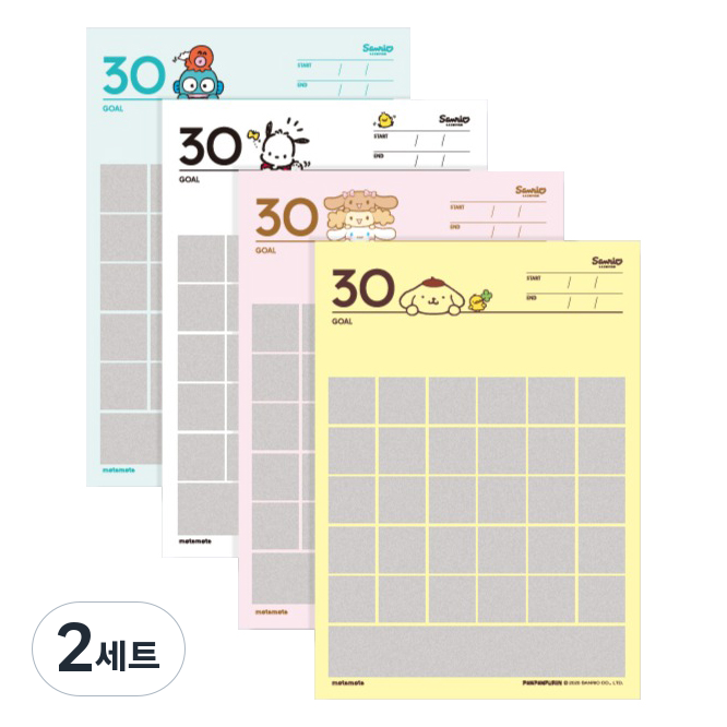 모트모트 산리오캐릭터즈 디데이보드30 4종 세트, 폼폼푸린 + 시나모롤 + 포차코 + 한교동, 2세트 13,800원