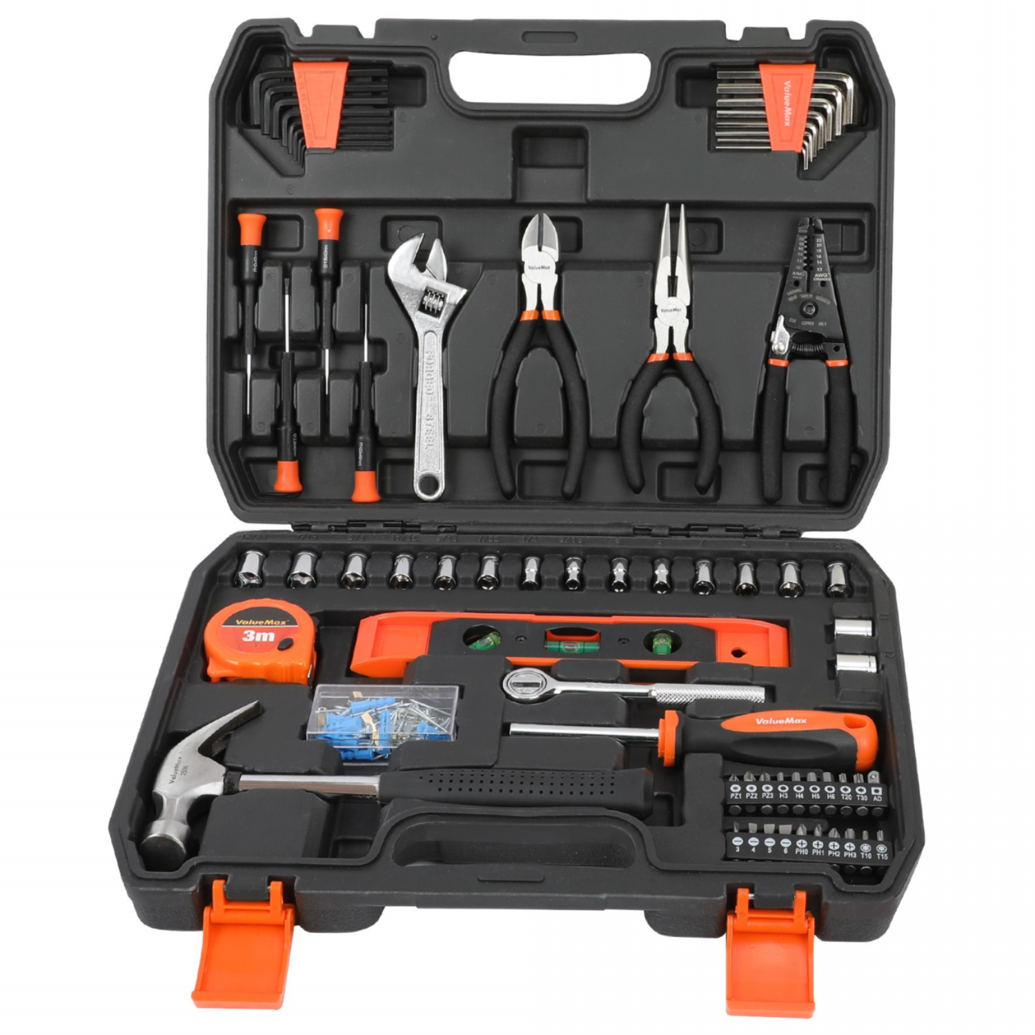 VALUEMAX  8pc/30pc/150pc 가정 수리 공구세트 펜치 렌치 드라이버 망치 플라이어 포함 작업용 다용도 가정용 공구세트 수리 및 자동차 정비용 공구함 세트 37,810원