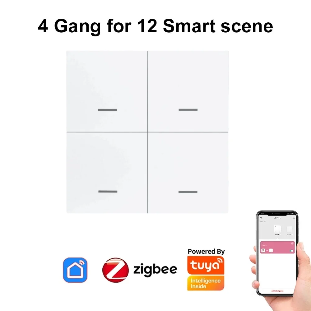 투야 지그비 씬 스위치 지그비 벽 스위치 무선 씬 스위치 스마트 라이트 스위치 푸시 단추 컨트롤러 1 갱 2 18,600원