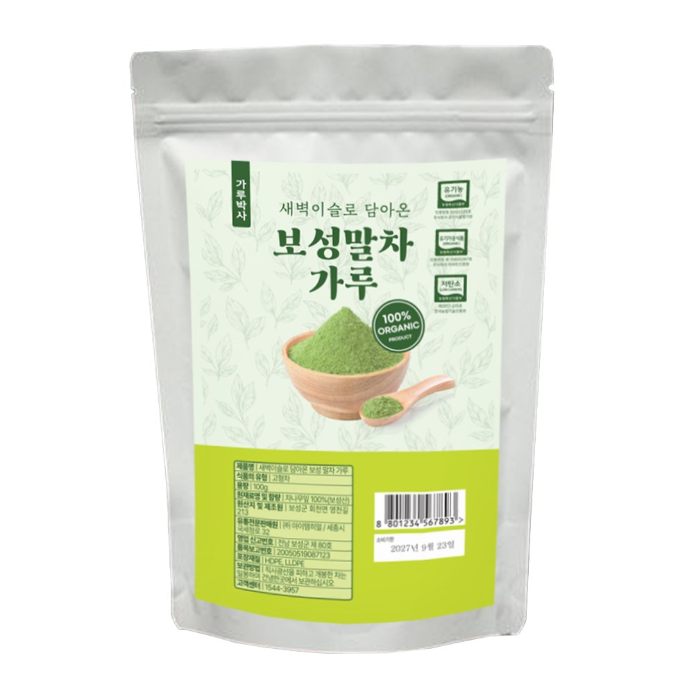 가루박사 보성 말차가루 유기농 100% 지퍼백, 1개, 1개입, 100g 11,880원