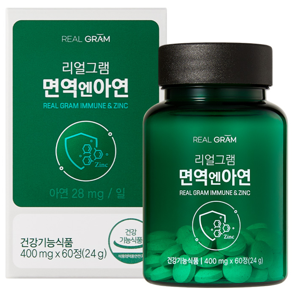 리얼그램 면역엔아연 글루콘산아연 아연단일 고함량 28mg 면역력 건강기능식품, 60정, 1개 10,620원