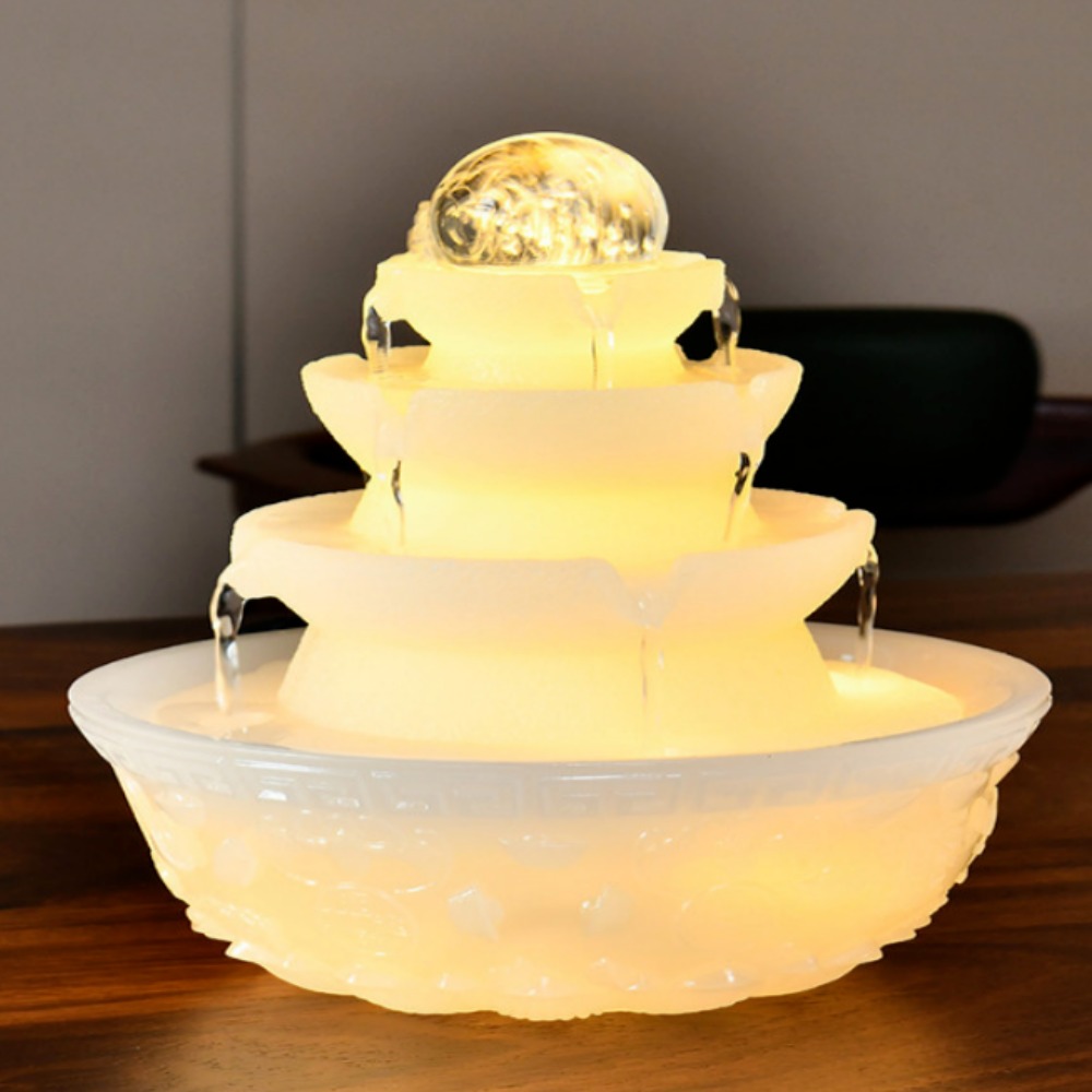 물멍하우스 가정용 미니 분수대 실내 인테리어 물소리 폭포 정원 연못 가습기 탑 거실 소형 선물용, 화이트 99,720원