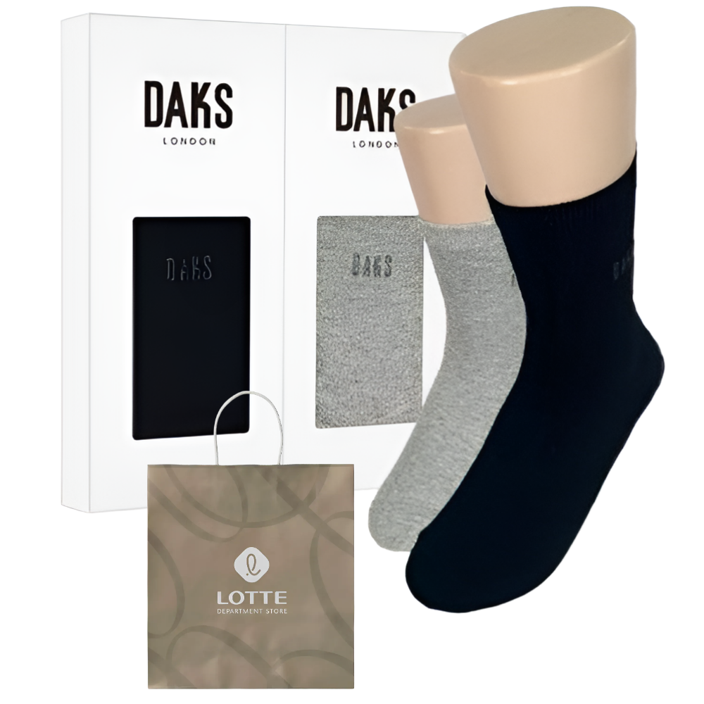 닥스 여성 무지 면 양말 2족 선물세트 블랙 그레이 사계절용 23,000원