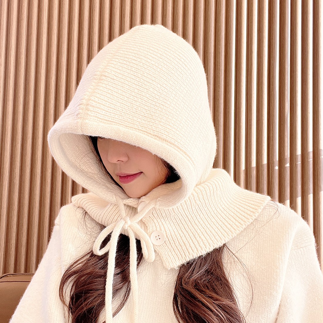 아이엠뮤즈 고급형 와이드핏 후드 니트 바라클라바 넥워머 13,900원