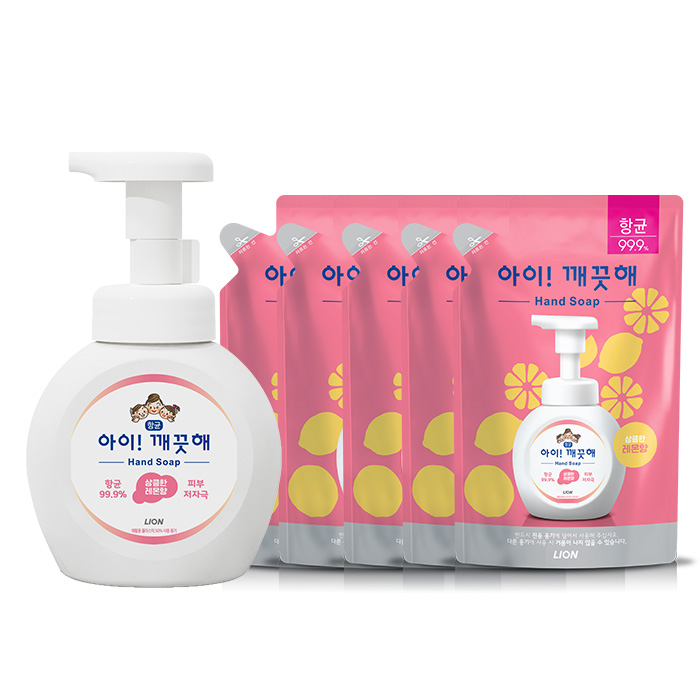아이깨끗해 핸드워시 레몬 250ml용기x1개+200ml리필x5개, 1개 13,500원