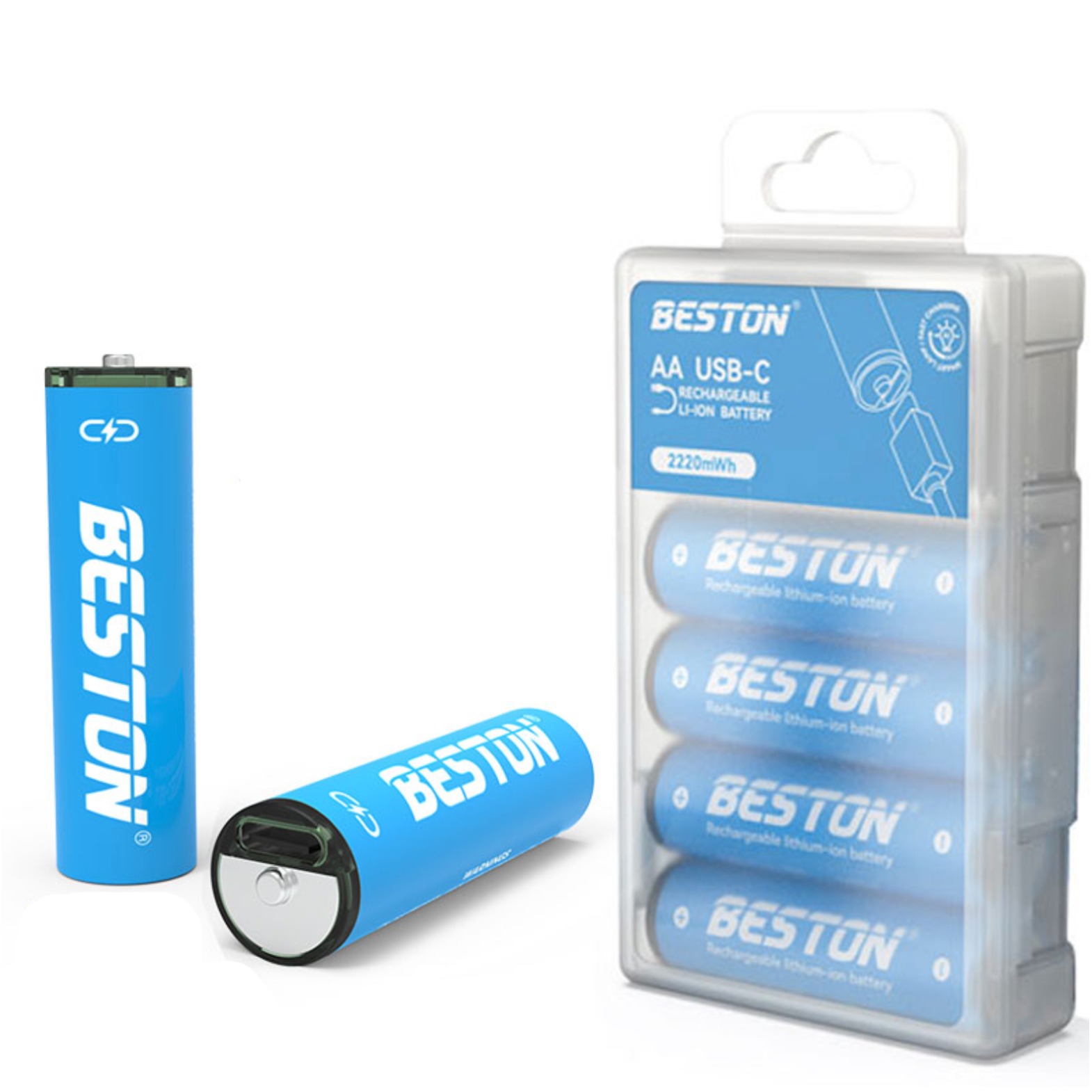 BESTON 소매드 USB AA 충전지 c타입 충전식 건전지 장난감용 리모컨용 손전등용 +케이블 15,330원