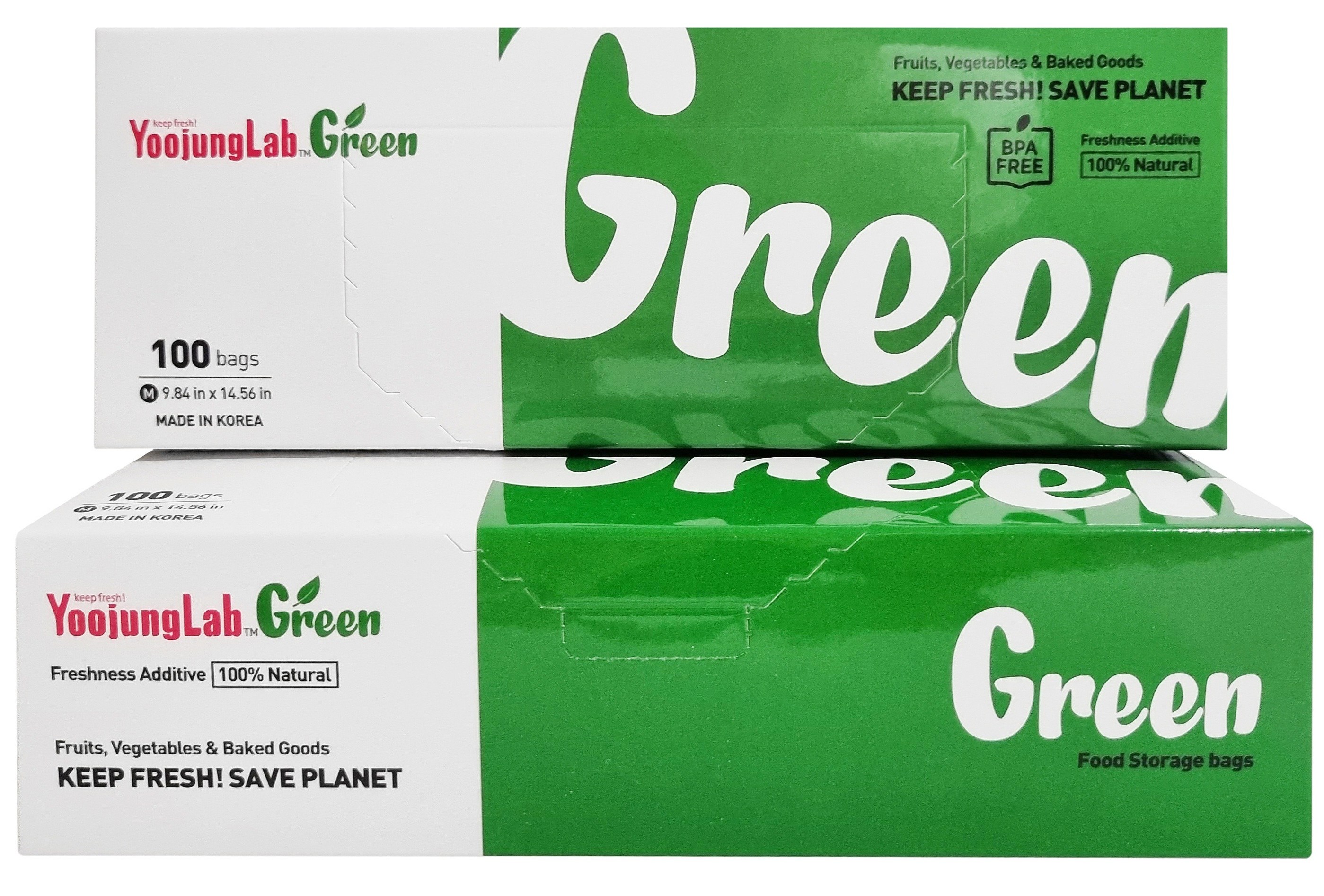 유정랩 그린백 중형 25 X 37cm 100매 신선유지 항균 위생백 야채 소분 식재료 보관 과일 통, 1개 11,900원