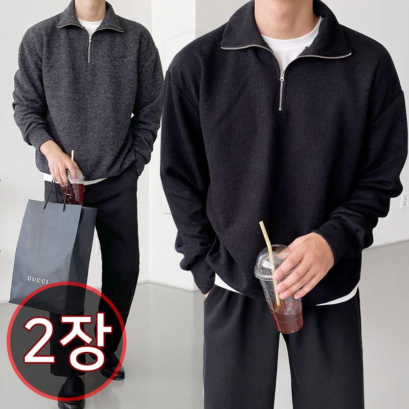 [1+1] 2장가격 마일드 뉴테크 반집업 맨투맨 39,700원