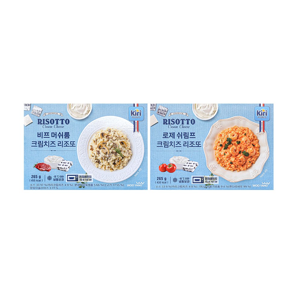 끼리 비프 머쉬룸 크림치즈 리조또 1개+로제 쉬림프 크림치즈 리조또1개, 1세트, 530g 14,900원