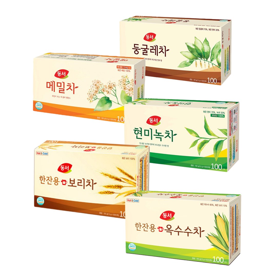 동서 100T 티백세트 (현미녹차+둥굴레차+메밀차+한잔용보리차+한잔용옥수수차), 현재가 36,900원