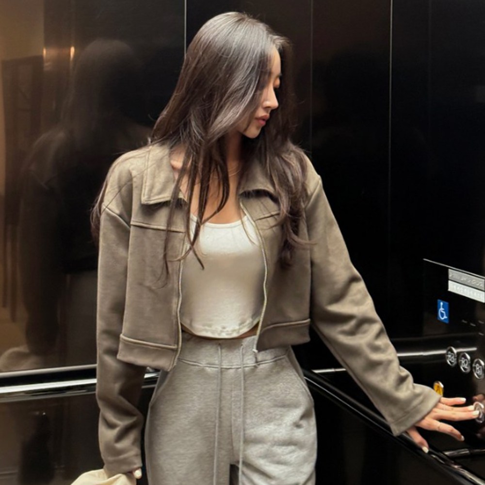 떳다그녀 타밀 스웨이드 크롭자켓 간절기 아우터 카라자켓 재킷 집업자켓 29,800원