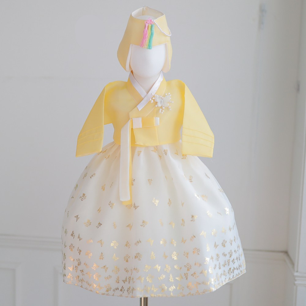 나비 장식 노랑저고리 어린이 아동 여아 유아 아기 돌 백일 한복 추석 설빔 82,000원