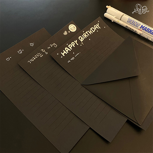 룩아트 베이직 블랙 편지지 세트 10,500원