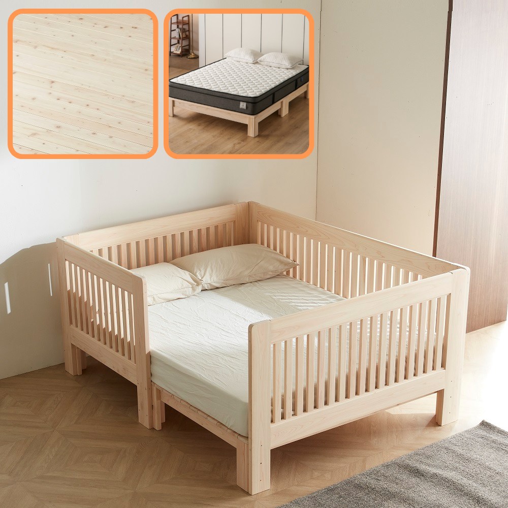 바르숲 유절 (가드4)+루나 편백나무 패밀리침대 통원목 평상형 침대 프레임 매트리스, 베이지 1,506,000원