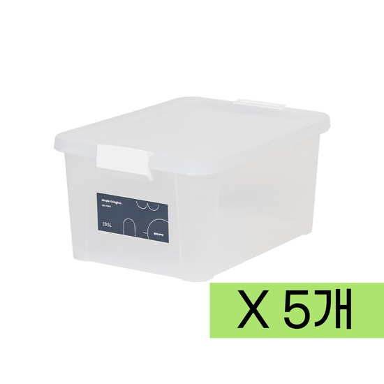 심플 스텝 리빙박스 19.5L x 1box 5개  화이트 반투명/수납정리/리빙박스/플라스틱박스/정리박 82,450원