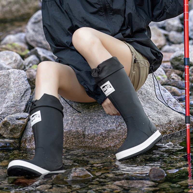 TIMEPURE 커플용 장화 신상 두꺼운 밑창 하이탑 패션 레인부츠 캠핑용 방수 미끄럼방지 아웃도어 워킹 조임끈 디자인 여울 낚시 워터슈즈 24,900원