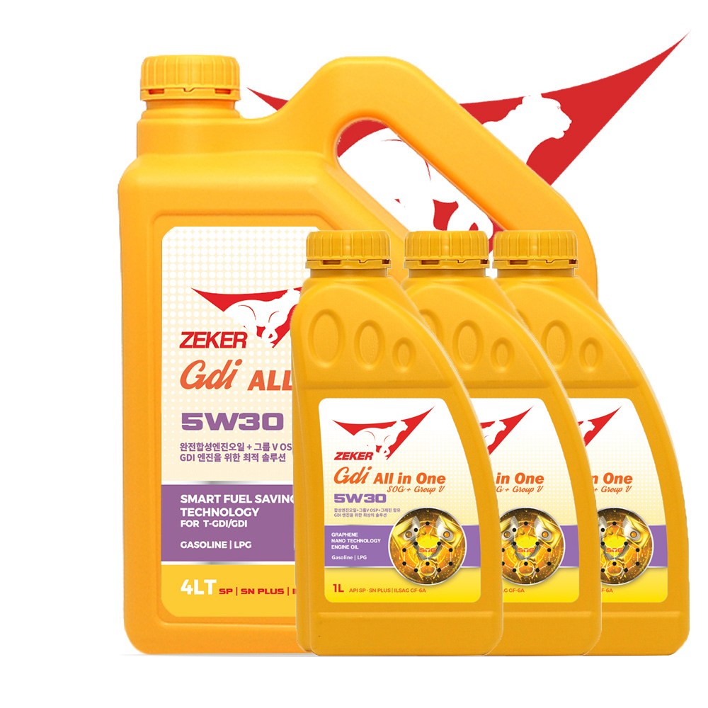 제커 GDI올인원 5W30 SP SN+ 올인원 GDI 가솔린 LPG 엔진코팅제와 5기유 함유 4L, 1개, 4L 50,000원