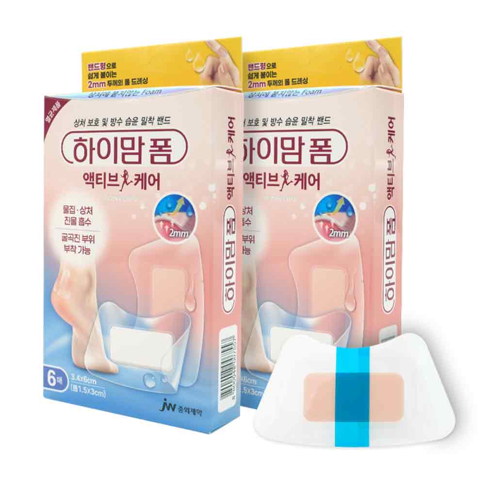 중외제약 하이맘폼 액티브케어 소형 6매입 x 2개, 방수 습윤 밀착밴드 폼드레싱밴드, 2개, 6개입 19,620원