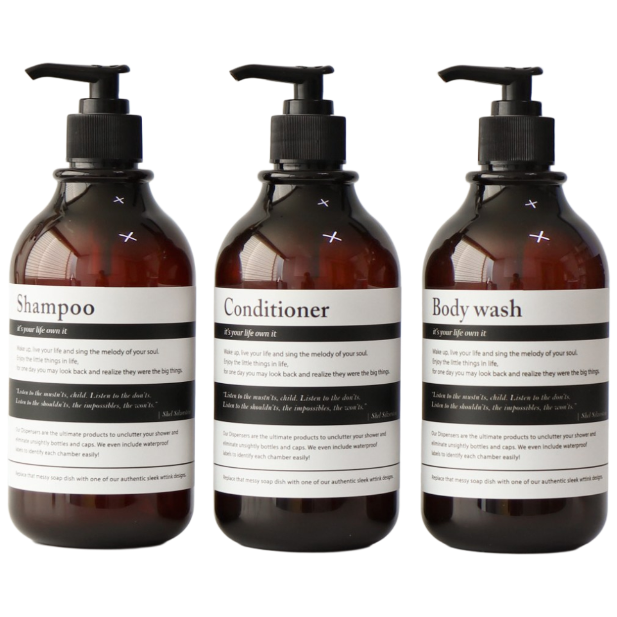 호텔느낌 욕실 디스펜서 샴푸통 용기 520ml 3종 세트, 블랙+화이트, 1개 13,800원