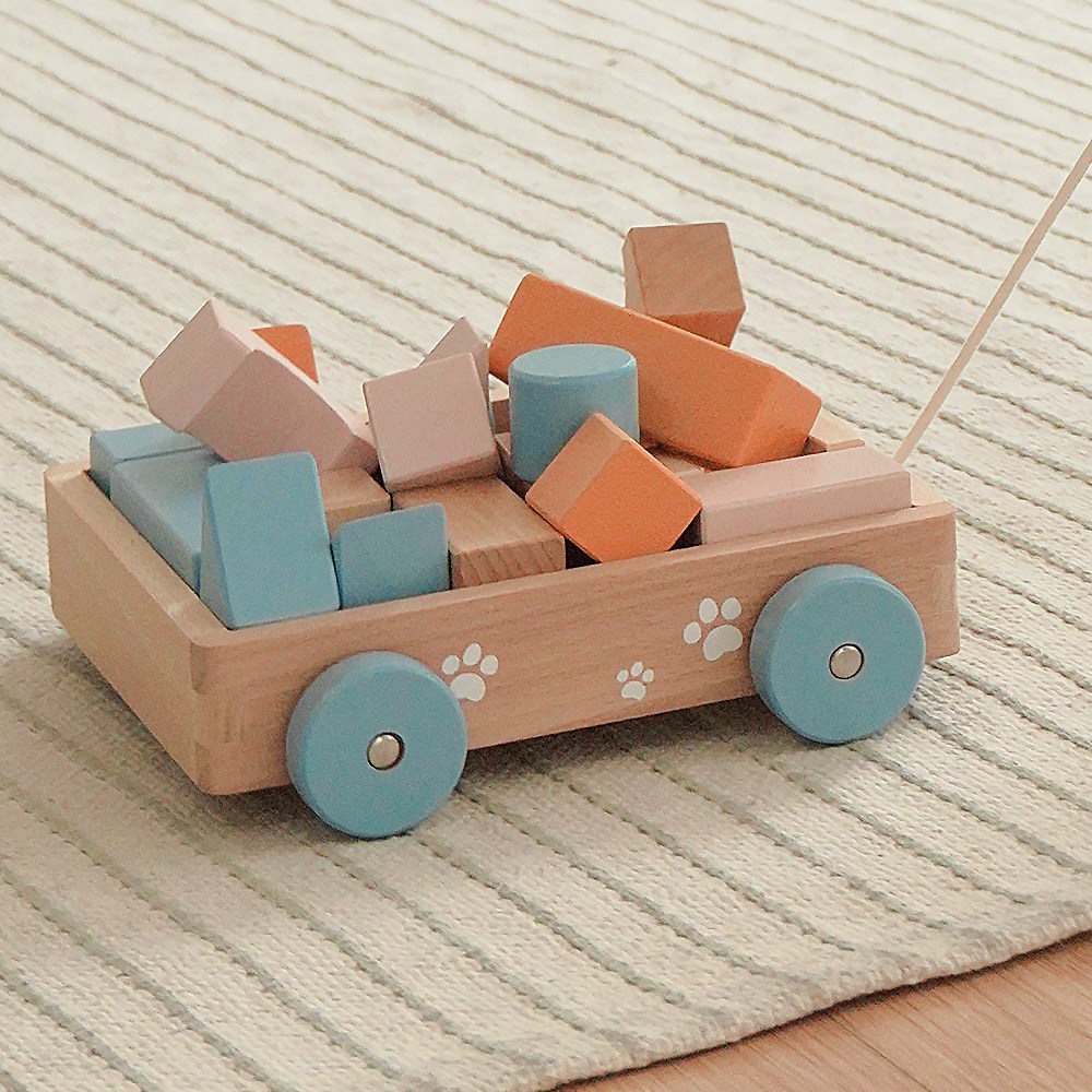 폴라비 원목 아기 블럭쌓기 보관웨건 끌기 장난감 18개월 19개월 38,000원