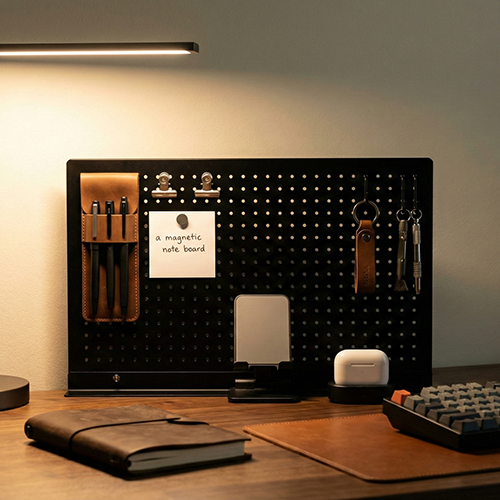 스틸팩토리 페그보드 타공판 파티션 자석 3p, 후크 3p, 선반 500 x 400 mm, 블랙, 1개 28,750원