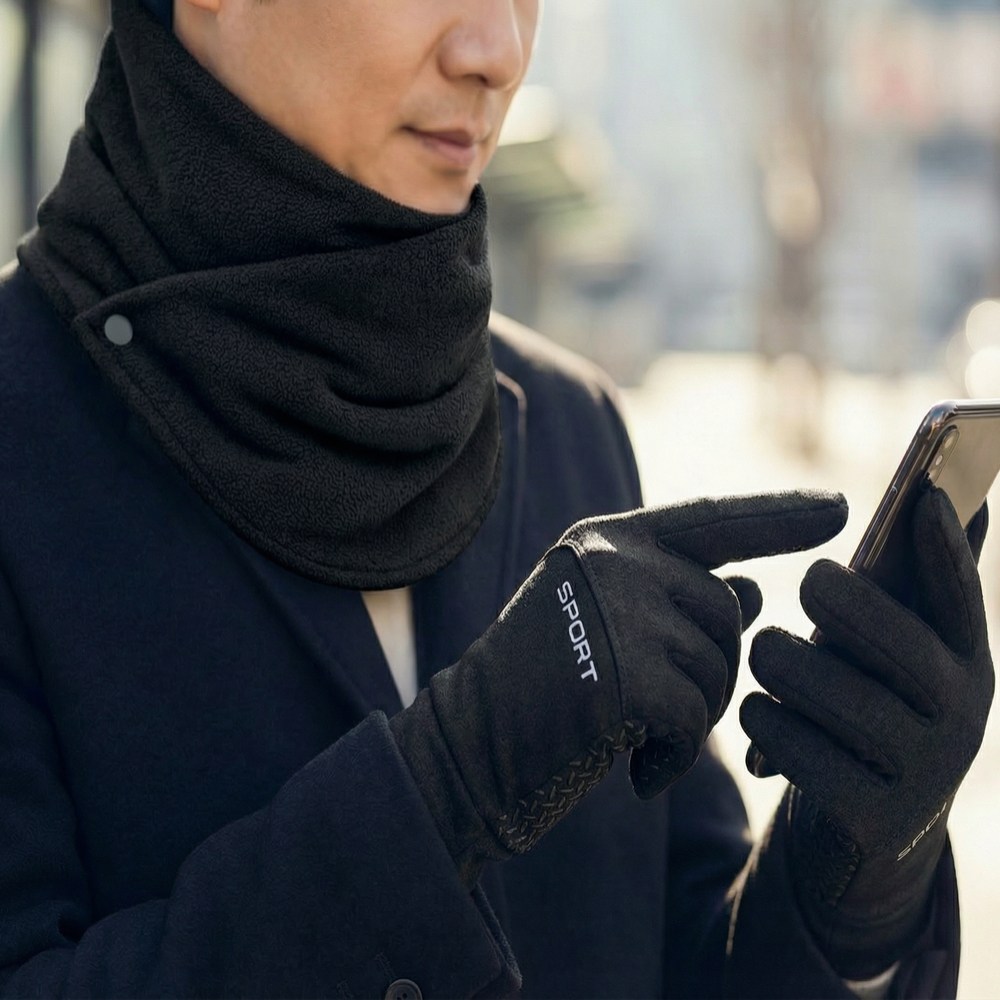 빅바스켓 남자 스마트터치 장갑 + 기모 넥워머 세트 겨울 방한 출근템 (ThermoGuard) 18,900원