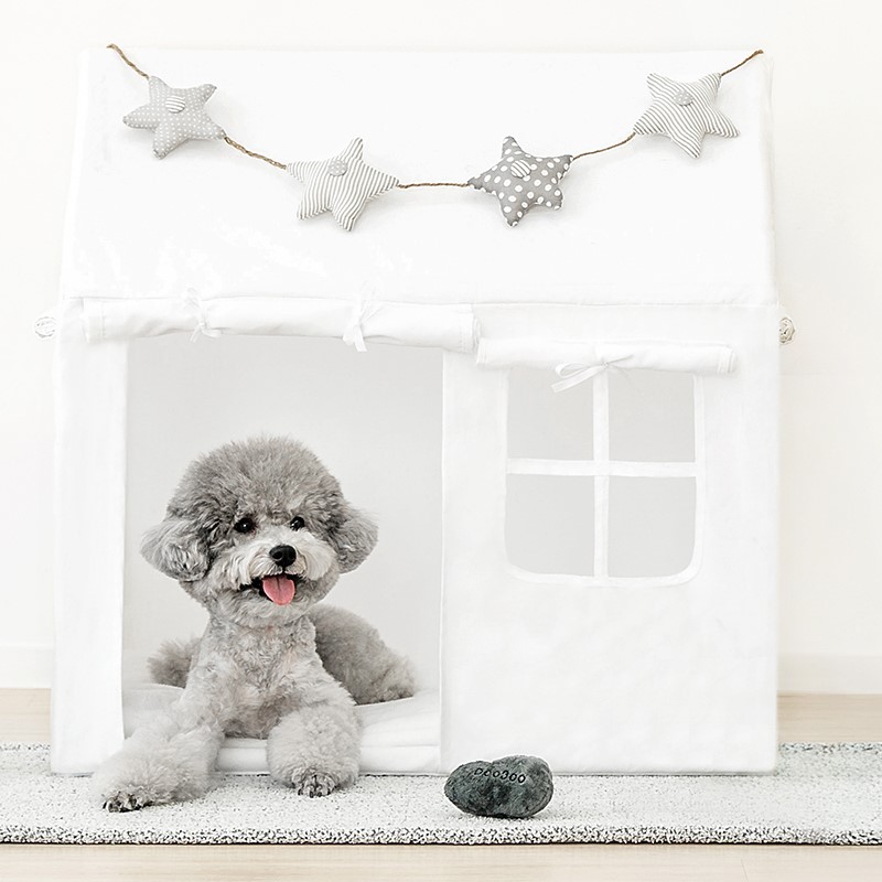 펫초이스 댕피스텔 강아지 텐트 고양이 쿠션 숨숨 집 하우스, 크림, 1개 49,900원