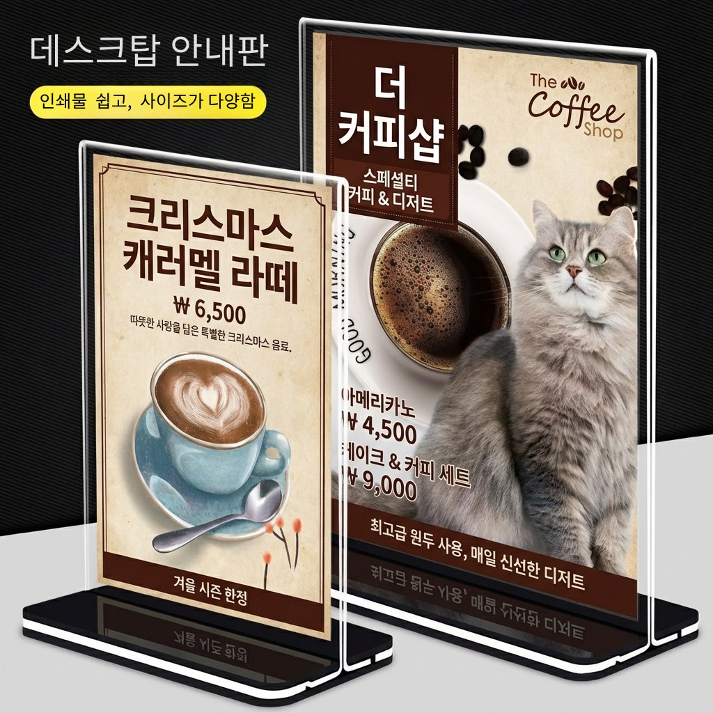 [을지메뉴] T자형 양면 A5 가로형 아크릴 POP꽂이 쇼케이스 테이블 알림판 메뉴꽂이 전시 공간 인테리어 소품 게시판 26,500원