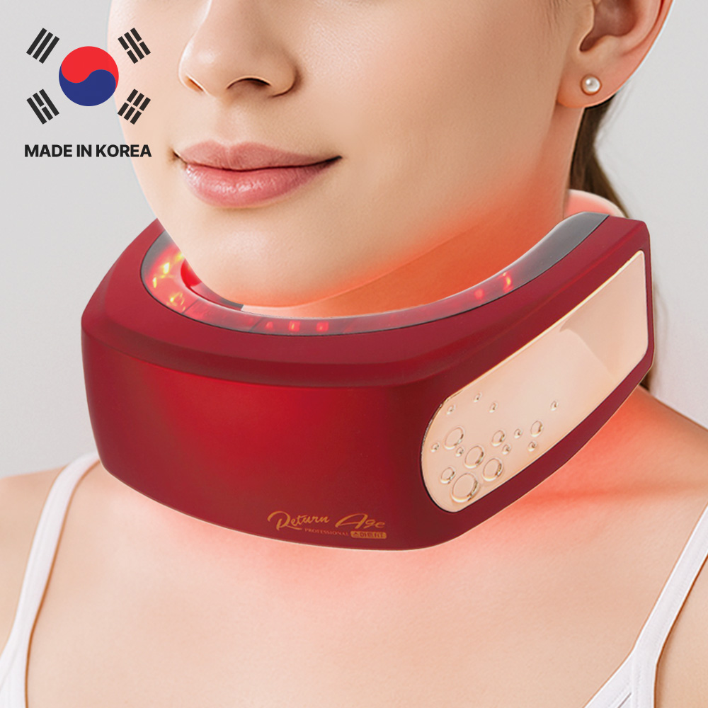쿠팡단독/마이미 리턴에이지 스마트핏 LED넥케어 / 목주름 목탄력 국산+임상+특허(근적외선+2중파장 LED마스크 +만족도) 목건강 목자세 거북목 편도 림프 가수 성우 남녀공용, 레드와인, LED 넥케어 52,500원